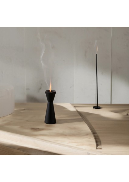 Minimalist Siyah Iskandinav Tarzı Tütsülük ve Dekoratif Beton Mumluk 10 cm