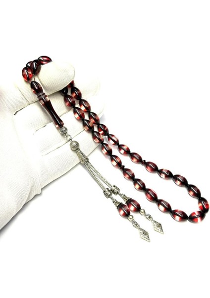 Beyzi Model Sürmeli Püsküllü 8-11MM Ateş Kehribar Tesbih