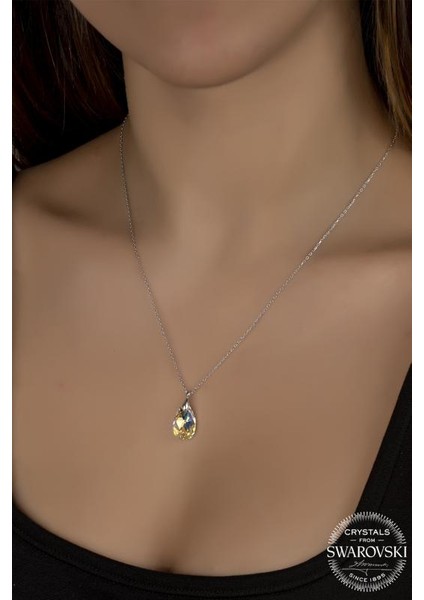 Swr Crystal 16 mm Damla Kadın Gümüş Kolye
