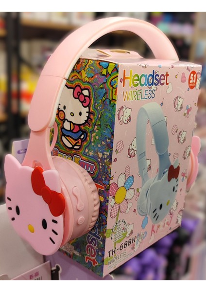 Kablosuz Kulaklık Hello Kitty Figürlü Pembe