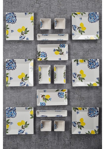 16 Parça 6 Kişilik Limon Kahvaltı Takımı Handmade Kahvaltılık Sunum Seti Servis Tabakları