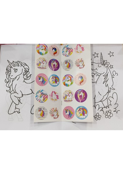 4 Adet Stickerli Boyama Kitabı (Frozen,labubu,capybara,unicorn Figürlü)