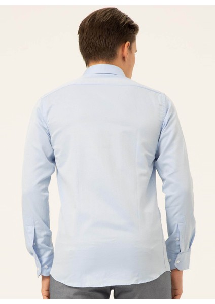 Slim Fit Klasik Yaka Düz Mavi - Buz Erkek Gömlek GM1007100509 fırsatları