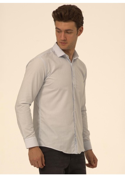 Slim Fit Klasik Yaka Düz Mavi - Buz Erkek Gömlek GM1007100515 fiyatları