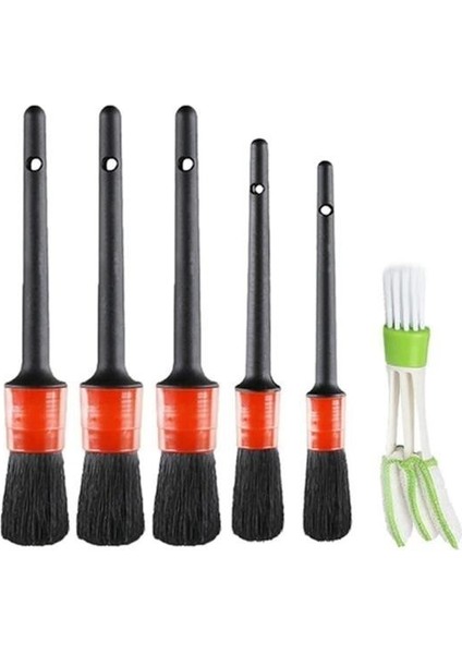 Buffer® Yumuşak Kıllı Iç ve Dış Temizlik Için 5+1 Detaylı Araç Oto Temizlik Bakım Fırça Seti