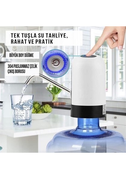 Buffer® USB ile Şarj Edilebilir Elektrikli Otomatik Damacana Su Pompası