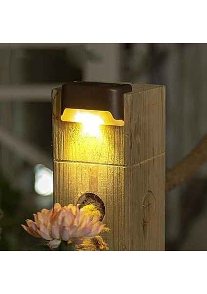 Buffer® Solar Güneş Enerjili Şarj Edilen Köşebent Merdiven Veranda Bahçe Yolu LED Lamba Işık 4 Adet