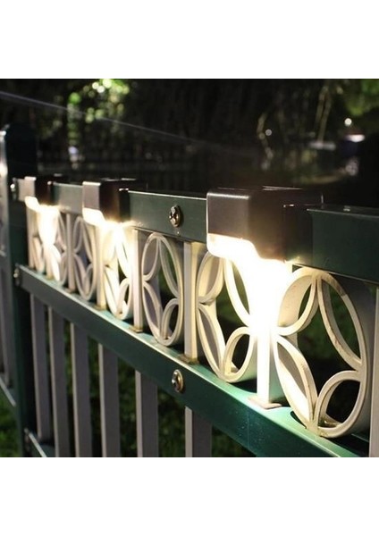 Buffer® Solar Güneş Enerjili Şarj Edilen Köşebent Merdiven Veranda Bahçe Yolu LED Lamba Işık 4 Adet