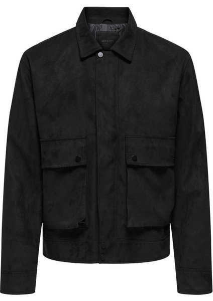 Normal Siyah Erkek Ceket Onsyukı Fake Suede Jacket Otw modelleri