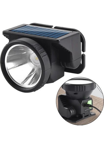 Power LED Beyaz Solar Kafa Lambası Feneri Type-C Şarjlı 73X77X55MM WH-8868A (4738)