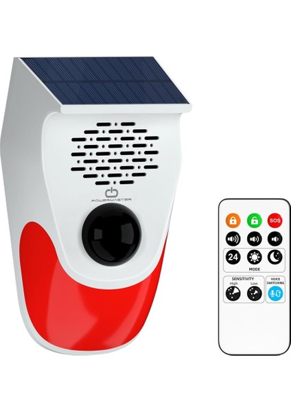 Kumandalı Solar Sesli Işıklı 120DB Alarm Sistemi