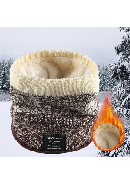 Erkekler Için Kışlık Atkı Polar Yüzük Bandana Örme Sıcak Düz Atkı Kadın Boyun Isıtıcı Kalın Kaşmir Sıcak Mendil Kayak Maskesi (Yurt Dışından)