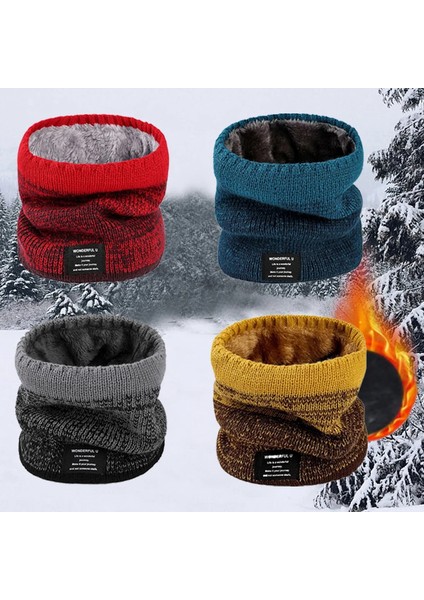 Erkekler Için Kışlık Atkı Polar Yüzük Bandana Örme Sıcak Düz Atkı Kadın Boyun Isıtıcı Kalın Kaşmir Sıcak Mendil Kayak Maskesi (Yurt Dışından)
