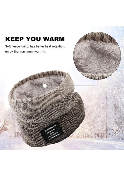 Erkekler Için Kışlık Atkı Polar Yüzük Bandana Örme Sıcak Düz Atkı Kadın Boyun Isıtıcı Kalın Kaşmir Sıcak Mendil Kayak Maskesi (Yurt Dışından)
