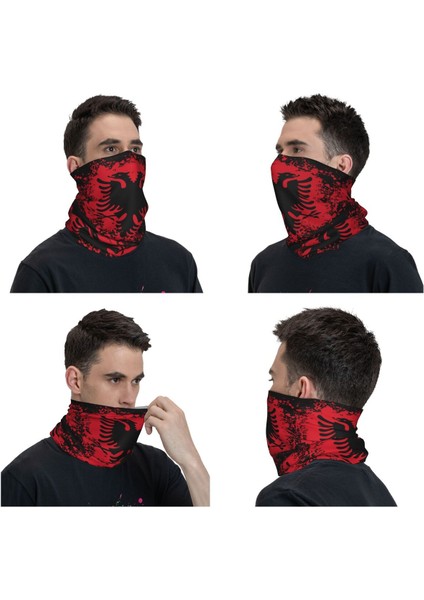 Özel Retro Arnavutluk Bayrağı Bandana Boyunluk Yürüyüş Bisiklet Erkekler Kadınlar Sarma Eşarp Arnavut Kartalı Balaclava Isıtıcı (Yurt Dışından)