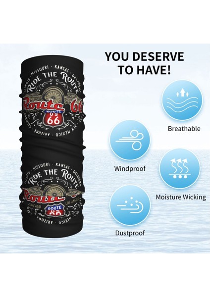 Özel Ride The Route 66 Bandana Boyunluk Yüz Atkısı Örtüsü Biker Motosiklet Cruise America Otoyol Kafa Bandı Tüp Balaklava (Yurt Dışından) fırsatları