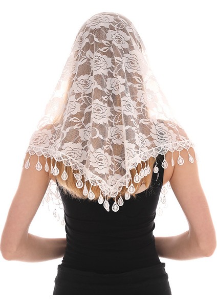 Yeni Kadın Dantel Monokrom Kore Üçgen Eşarplar 140X48CM Moda Boş Şal Düz Gül Üçgen Eşarp (Yurt Dışından) modelleri