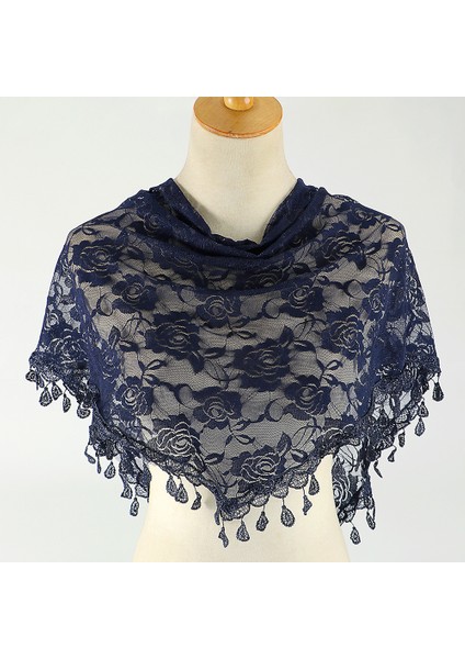 Yeni Kadın Dantel Monokrom Kore Üçgen Eşarplar 140X48CM Moda Boş Şal Düz Gül Üçgen Eşarp (Yurt Dışından) fırsatları