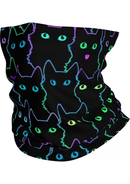 Özel Komik Karikatür Cadılar Bayramı Cadılık Siyah Kedi Bandana Boyun Isıtıcısı Erkek Kadın Kış Yürüyüş Kayak Atkısı Boyunluk Yüz Örtüsü (Yurt Dışından)