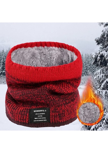 Erkekler Için Kışlık Atkı Polar Yüzük Bandana Örme Sıcak Düz Atkı Kadın Boyun Isıtıcı Kalın Kaşmir Sıcak Mendil Kayak Maskesi (Yurt Dışından)
