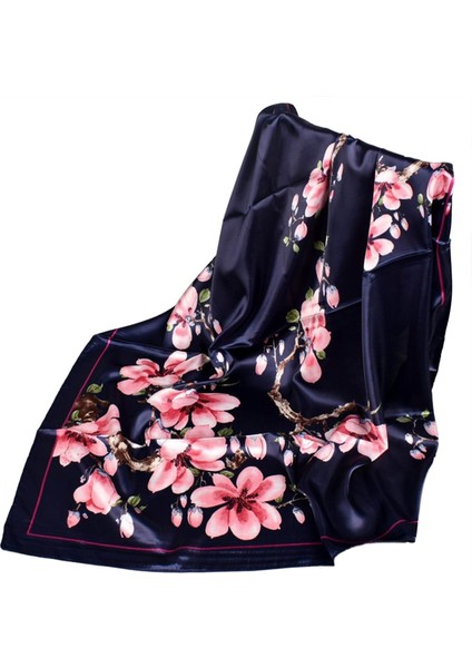Boyun Atkısı Kadın Baskılı Saç Boyun Kare Eşarp Ofis Bayan Şal Bandana 90X90CM Müslüman Başörtüsü Mendil Atkı Fular (Yurt Dışından)