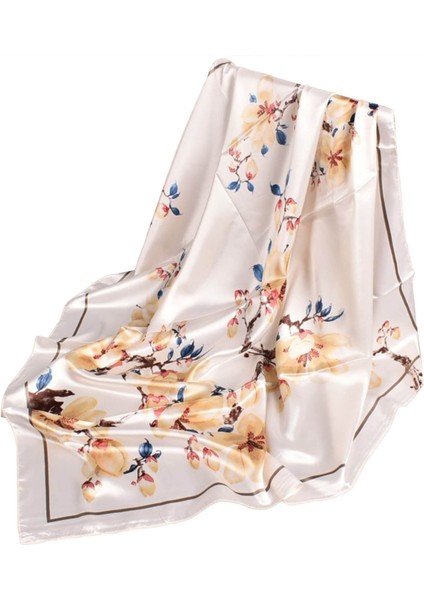 Boyun Atkısı Kadın Baskılı Saç Boyun Kare Eşarp Ofis Bayan Şal Bandana 90X90CM Müslüman Başörtüsü Mendil Atkı Fular (Yurt Dışından)