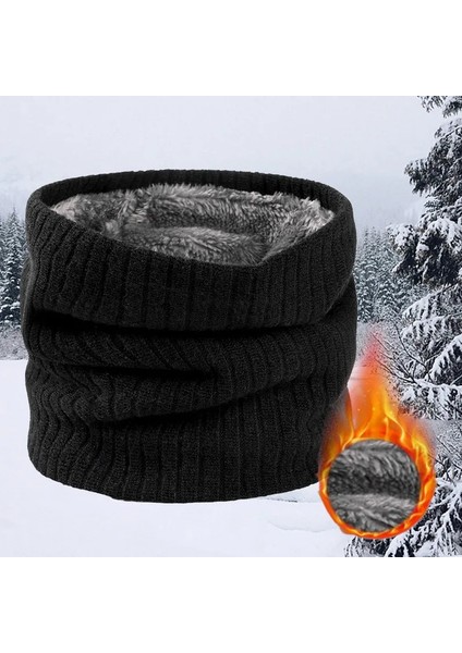 Uni Örme Sıcak Atkı Kış Sonbahar Yüzük Kadın Bandana Düz Polar Atkı Erkek Kafa Bandı Boyun Atkısı Şal (Yurt Dışından)