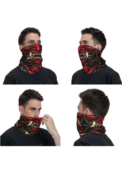 Özel Oni Demon Bandana Boyun Isıtıcı Kadın Erkek Kış Kayak Tüpü Atkı Boyunluk Japon Samuray Ronin Yüz Örtüsü (Yurt Dışından) modelleri