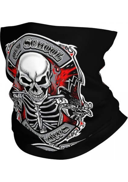 Özel Rock Kafatası Rockabilly Bikers Retro Rockers Kış Kafa Bandı Boyun Isıtıcı Erkek Kadın Yürüyüş Tüpü Eşarp Yüz Bandanası Boyunluk (Yurt Dışından)