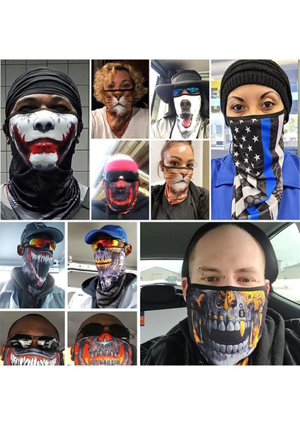 Özelleştirilmiş 3D Venom Yarım Maske Balaclava Ordu Bandanası Erkekler Punisher Boyunluk Motosiklet Yüz Kalkanı Kulak Askılı Maske Kafa Bandı Yaz (Yurt Dışından)