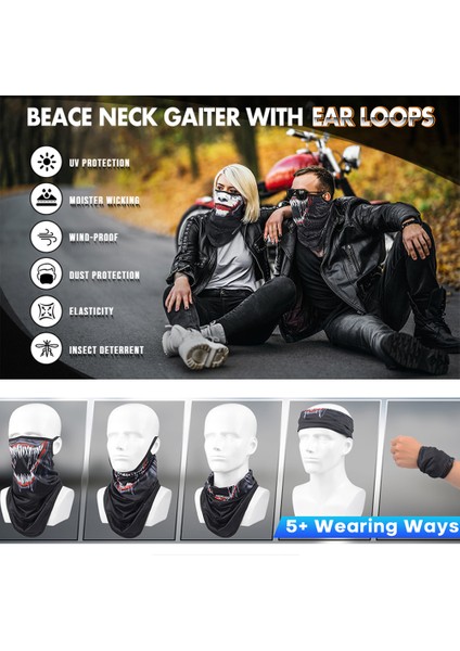 Özelleştirilmiş 3D Venom Yarım Maske Balaclava Ordu Bandanası Erkekler Punisher Boyunluk Motosiklet Yüz Kalkanı Kulak Askılı Maske Kafa Bandı Yaz (Yurt Dışından)