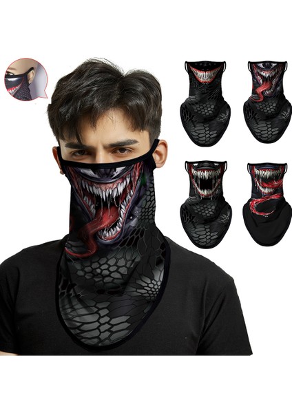 Özelleştirilmiş 3D Venom Yarım Maske Balaclava Ordu Bandanası Erkekler Punisher Boyunluk Motosiklet Yüz Kalkanı Kulak Askılı Maske Kafa Bandı Yaz (Yurt Dışından)