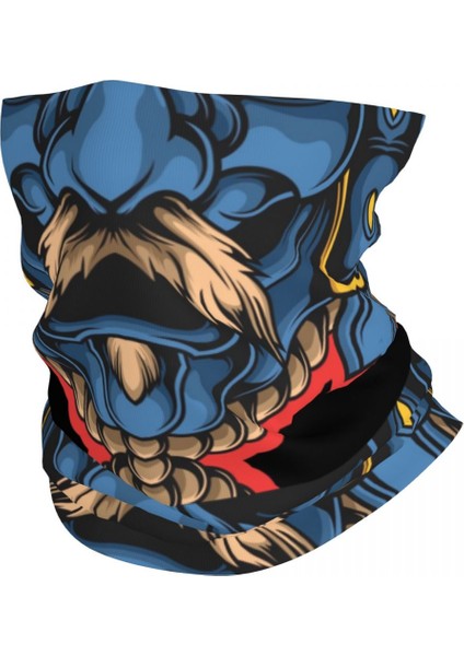 Özel Oni Demon Bandana Boyun Isıtıcı Kadın Erkek Kış Kayak Tüpü Atkı Boyunluk Japon Samuray Ronin Yüz Örtüsü (Yurt Dışından)