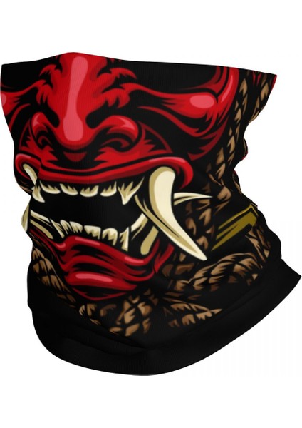 Korku Kırmızı Hannya Boyunluk Kadın Erkek Rüzgar Geçirmez Kış Japon Samuray Şeytan Oni Canavar Bandana Atkı Yürüyüş Için (Yurt Dışından)
