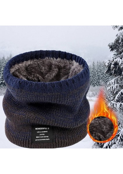 Erkekler Için Kışlık Atkı Polar Yüzük Bandana Örme Sıcak Düz Atkı Kadın Boyun Isıtıcı Kalın Kaşmir Sıcak Mendil Kayak Maskesi (Yurt Dışından)