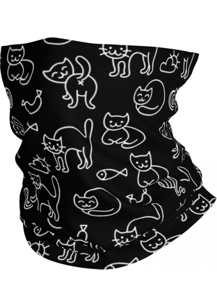 Özel Komik Karikatür Cadılar Bayramı Cadılık Siyah Kedi Bandana Boyun Isıtıcısı Erkek Kadın Kış Yürüyüş Kayak Atkısı Boyunluk Yüz Örtüsü (Yurt Dışından)