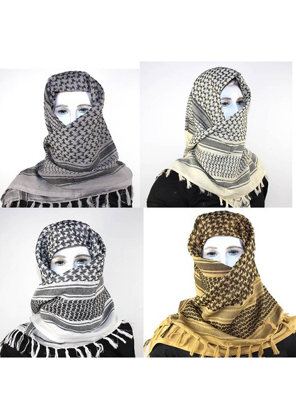 Taktik Arap Keffiyeh Shemagh Eşarp Pamuk Kış Şal Boyun Isıtıcı Kapak Baş Sarma Rüzgar Geçirmez Açık Hava Kamp Eşarp Erkek Kadın (Yurt Dışından)