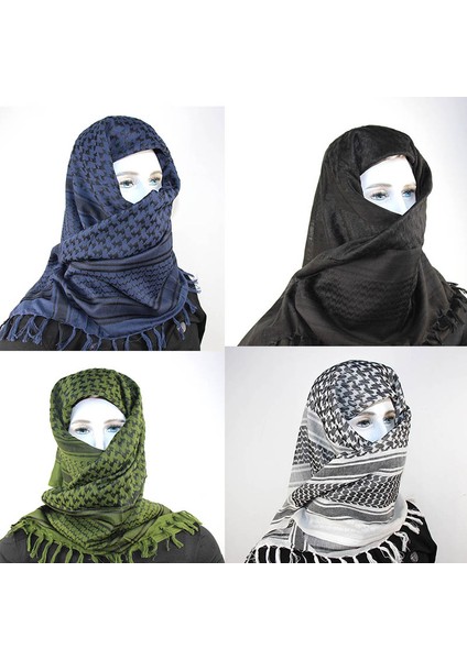 Taktik Arap Keffiyeh Shemagh Eşarp Pamuk Kış Şal Boyun Isıtıcı Kapak Baş Sarma Rüzgar Geçirmez Açık Hava Kamp Eşarp Erkek Kadın (Yurt Dışından)