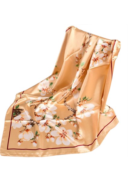 Boyun Atkısı Kadın Baskılı Saç Boyun Kare Eşarp Ofis Bayan Şal Bandana 90X90CM Müslüman Başörtüsü Mendil Atkı Fular (Yurt Dışından)