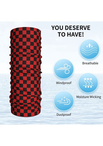 Özel Siyah Beyaz Kareli Bandana Boyun Isıtıcı Rüzgar Geçirmez Sarma Yüz Eşarbı Kayak Geometrik Dama Tahtası Tozluk Kafa Bandı (Yurt Dışından) fırsatları