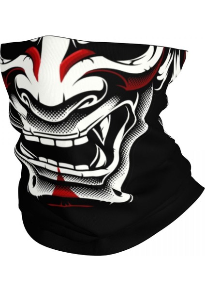 Korku Kırmızı Hannya Boyunluk Kadın Erkek Rüzgar Geçirmez Kış Japon Samuray Şeytan Oni Canavar Bandana Atkı Yürüyüş Için (Yurt Dışından)