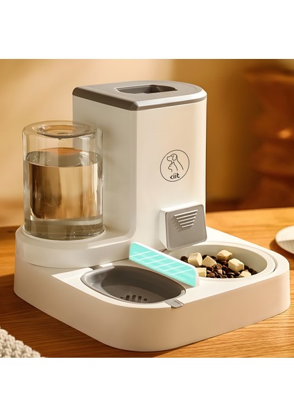 2’si 1 Arada Kedi ve Köpek Mama-Su Kabı - 2.2l Mama Haznesi ve 1l Porselen Su Kasesi