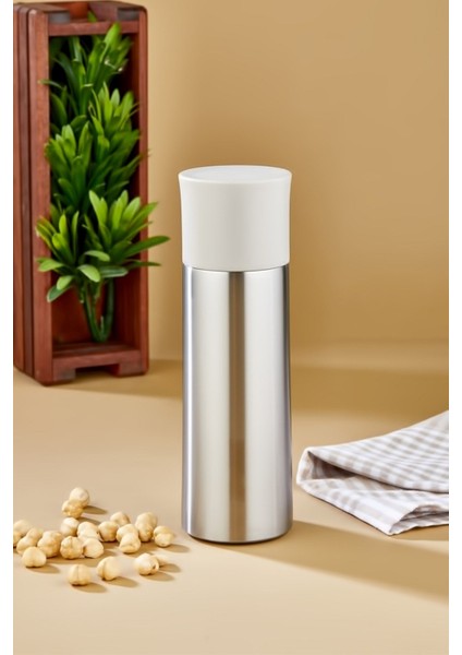 CKR-2056 Krem 400 ml Bardaklı Paslanmaz Çelik Termos