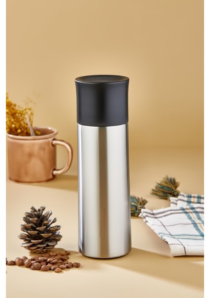 CKR-2056 Siyah 400 ml Bardaklı Paslanmaz Çelik Termos