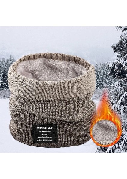 Erkekler Için Kışlık Atkı Polar Yüzük Bandana Örme Sıcak Düz Atkı Kadın Boyun Isıtıcı Kalın Kaşmir Sıcak Mendil Kayak Maskesi (Yurt Dışından)