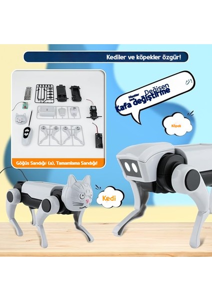 Monte Edilmiş Oyuncaklar Köpek Robotu Kendin Yap Robot Kolu Bilim Deneyi Seti Kablosuz Uzaktan Kumanda (Yurt Dışından)