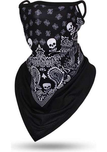 Uni Skull Yüz Eşarbı Bandana Kulak Askıları Yüz Balaclava Spor Boyunlukları Dijital Baskı Açık Hava Rüzgar Geçirmez Ince Üçgen Eşarp (Yurt Dışından)
