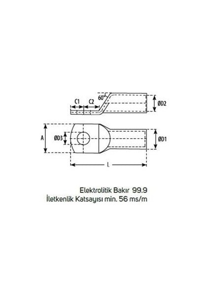 50MM (M10) Standart Kablo Pabucu ( 20 Adet )