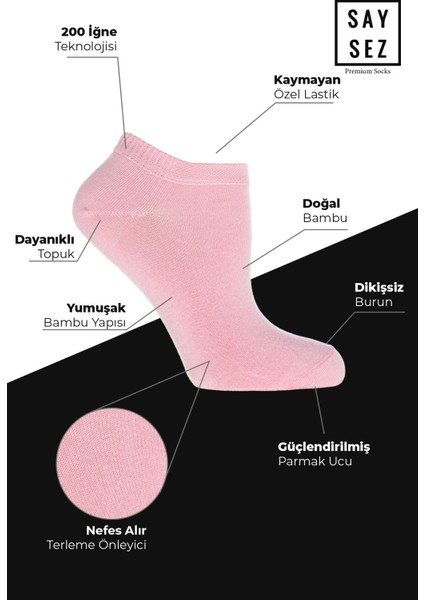 Bambu Kadın Patik Düz Çorap Dikişsiz Premium 3'lü Paket fiyatları