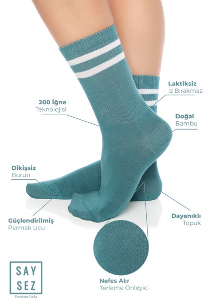 Bambu Unisex Tenis Kolej Çizgili Premium Dikişsiz Soket Çorap 3'lü Paket fiyatları